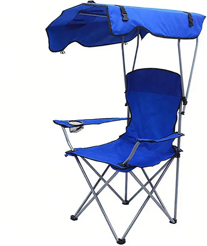 Vista 10 de Park Picnic Chair Portable with Canopy Oxford Fabric Folding Beach Lounge Seat Black 50 * 50 * 90/120CM