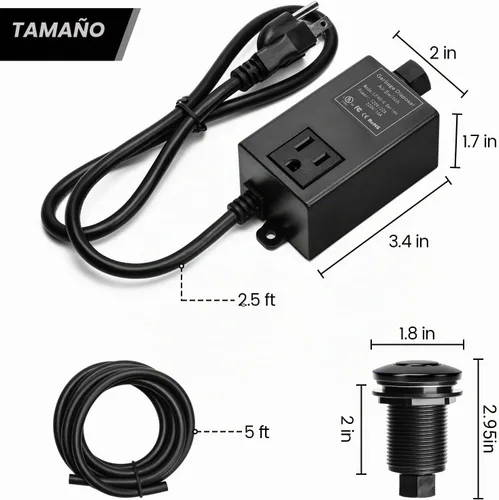 Vista 4 de Kit de interruptor de aire para eliminación de basura con botón de aire corto negro de acero inoxidable Briidea