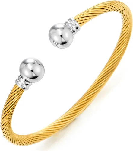Vista 10 de Pulsera de acero inoxidable trenzada COOLSTEELANDBEYOND elástica ajustable para hombre y mujer