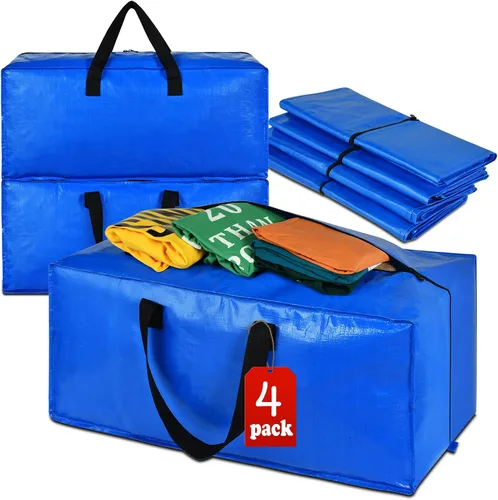 Vista 9 de Paquete de 2 bolsas de almacenamiento extra grandes resistentes – asas fuertes y correas de mochila – Bolsas de almacenamiento que ahorran espacio
