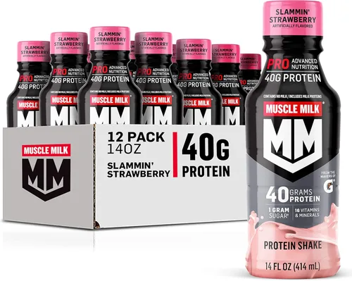 Vista 10 de Muscle Milk Pro Advanced Nutrition - Batido de proteínas, chocolate Knockout, botella de 14 onzas líquidas, paquete de 12, 1.41 onzas de proteína