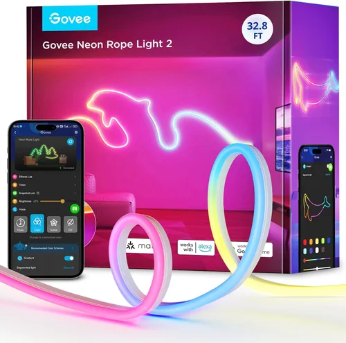 Vista 13 de Govee RGBIC Luces de Neón, Luz de Cuerda de Neón LED Inteligente 2 Funciona con Matter, Alexa, Google Assistant, Luces de Tira de Neón DIY