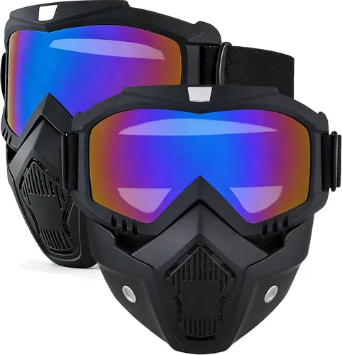 Vista 18 de Máscara facial de motocicleta de cara completa, gafas de bicicleta de tierra motocross, ATV, todoterreno, gafas de conducción y carreras