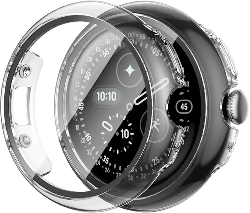 Vista 14 de JZK Paquete de 2 fundas protectoras de pantalla para Google Pixel Watch 2 (2023) / Pixel Watch, carcasa protectora general resistente a los arañazos