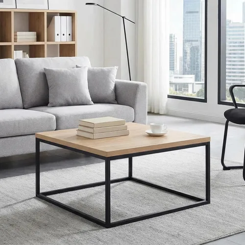 Vista 6 de CENSI - Mesa de centro cuadrada de roble natural de 30 pulgadas Extra Thick 1.2" Honey-comb Wood Top, Minimalist Modern Industrial, Cocktail
