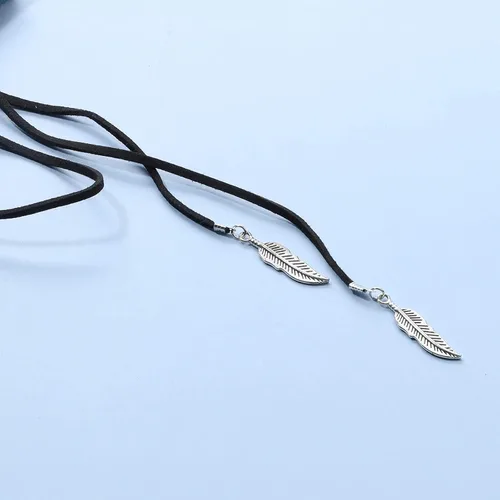Vista 6 de Yheakne - Collar gótico largo de gamuza negra para mujer y niña