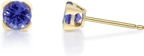 Vista 3 de Gin & Grace Aretes de tanzanita genuina de oro amarillo de 10 quilates para mujer Joyería de tanzanita con forma ética, auténtica y orgánica