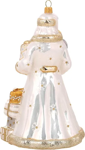 Vista 2 de Colección 2025 de Miss Christmas Adorno festivo de Papá Noel de 7.5 pulgadas de vidrio soplado para árbol de Navidad (Papá Noel elegante en blanco)