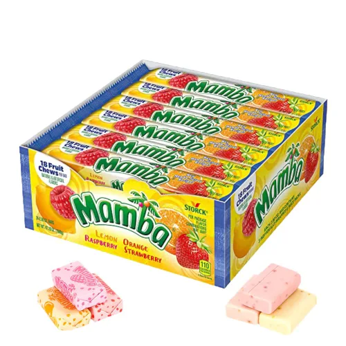 Vista 3 de Mamba Caramelos masticables de frutas – Masticables envueltos individualmente para Halloween, fiestas y aperitivos, paquete variado con fresa
