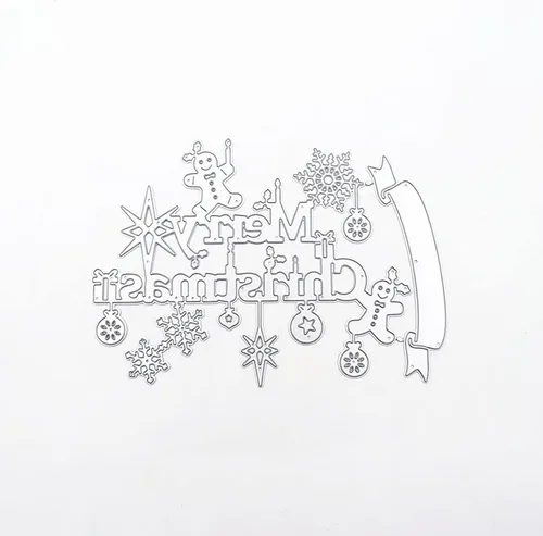 Vista 5 de Troqueles de metal de Feliz Navidad para hacer tarjetas, plantillas de corte para álbumes de recortes, álbum de fotos, plantilla de estampado