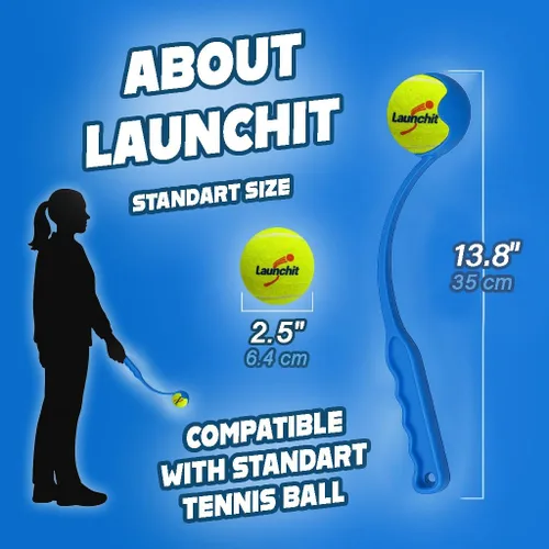 Vista 6 de Lanzador de pelotas para perros, lanzador de pelotas de tenis, diseño compacto de 13.8 pulgadas con pelota mediana de 2.5 pulgadas (azul)