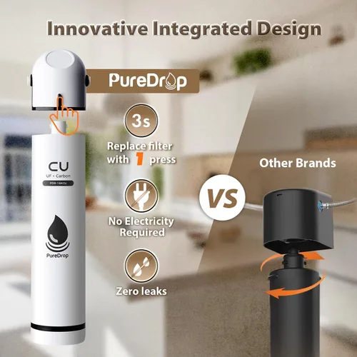 Vista 3 de PureDrop PDR-16KCU - Filtro de agua para debajo del fregadero, ultra filtración de 0.01 μm, sistema de filtración compuesto debajo del fregadero