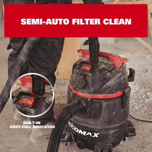 Vista 4 de ECOMAX - Extractor de polvo, aspiradora de 8 galones y 6.5 HP HEPA para herramienta eléctrica Semi-Auto Filter Clean, Dust-Full Indicator