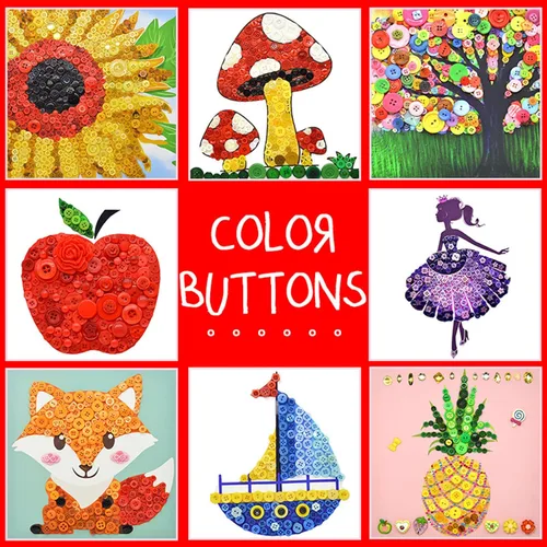 Vista 4 de 500-700 PZA Botones de Resina Marrón Claro, Varios Tamaños y Formas para Costura Infantil, Manualidades DIY, Botones Pintados a Mano para Arte