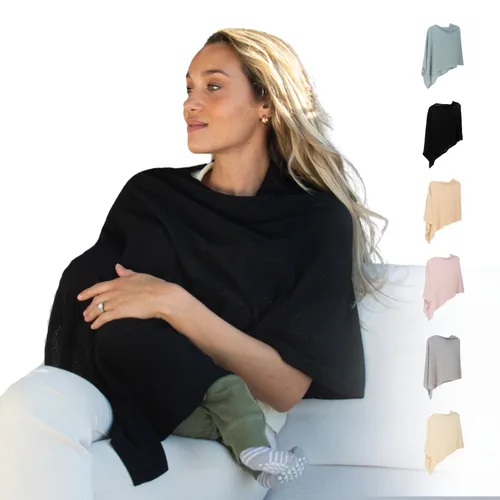Vista 12 de Ponchy de Gold Mamas - Cobertura de lactancia transpirable para la privacidad - Versátil diseño de poncho 5 en 1 - Esencial para el registro