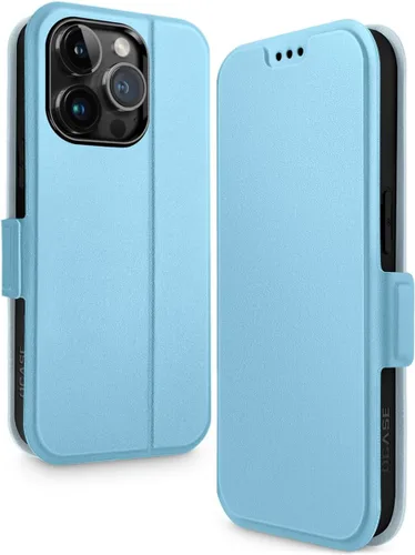 Vista 15 de OCASE Funda tipo cartera para iPhone 15, funda delgada de piel sintética, ranuras para tarjetas, bloqueo RFID, soporte de soporte, funda de teléfono