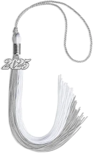 Vista 108 de Endea Graduation Borla de doble color con gota de fecha plateada (negro/oro antiguo, 2025)