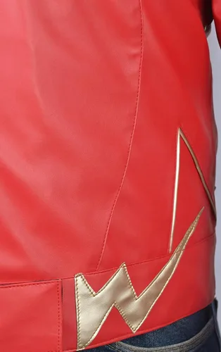 Vista 5 de The Flash Lightning Bolt - Chaqueta Barry Allen de piel sintética color negro y rojo