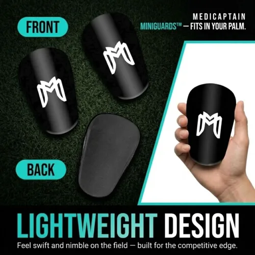 Vista 4 de MediCaptain MiniGuards – Mini espinilleras para jugadores de fútbol – Pequeñas espinilleras para hombres, mujeres, adolescentes – Espinilleras
