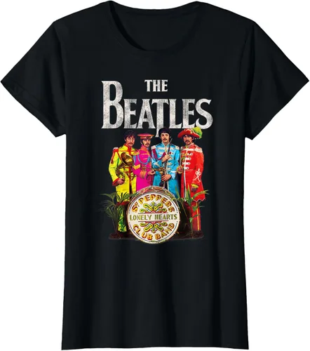 Vista 33 de The Beatles Sgt. Pepper's Lonely Hearts Camiseta de manga corta Negro
