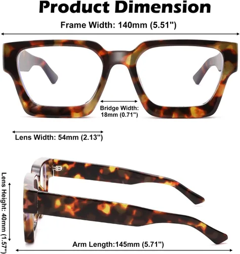 Vista 4 de Lentes de luz azul para mujer, anteojos de computadora con 99% de bloqueo de luz azul, lentes rectangulares de moda con marco TR90