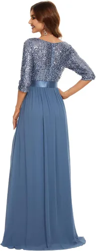 Vista 2 de Ever-Pretty 0683 - Vestido largo de noche con lentejuelas y cuello redondo para mujer