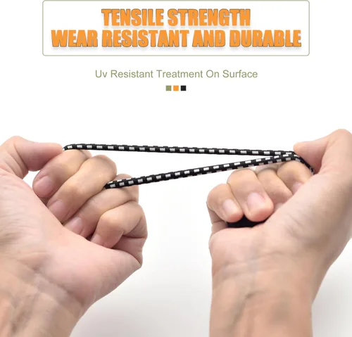 Vista 4 de Paquete de 30 cuerdas elásticas con bola, cuerdas elásticas resistentes de 4 pulgadas, lona de toldo con bolas elásticas para amarre de dosel