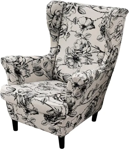 Vista 103 de Eco-Ancheng Funda para silla Wingback, 2 piezas, respaldo de ala, fundas de elastano para sillón con respaldo de ala, fundas para sillón con parte