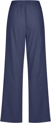 Vista 5 de Pantalones para mujer, elegantes, informales, de trabajo, de algodón, lino, pierna recta, con cordón, cintura elástica, holgados, cómodos, palazzo
