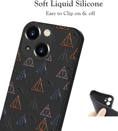 Vista 5 de Unov Funda diseñada para iPhone 13, funda negra con [patrón antideslizante en relieve], protección delgada a prueba de golpes [TPU antiarañazos]