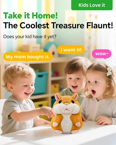 Vista 4 de TWORIVER Juguete de hámster parlante para niños de 2 a 4 años, repite lo que dices, juguete interactivo de peluche, juguete de aprendizaje de habla