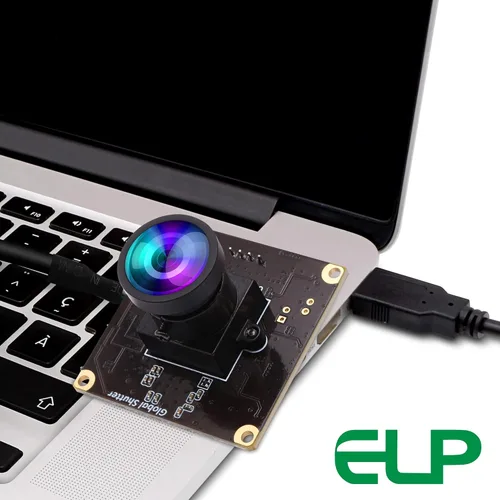 Vista 2 de ELP Global Shutter - Módulo de cámara USB de alta velocidad con lente gran angular para computadora 1080P Mini UVC USB2.0 Cámara web de marco alto