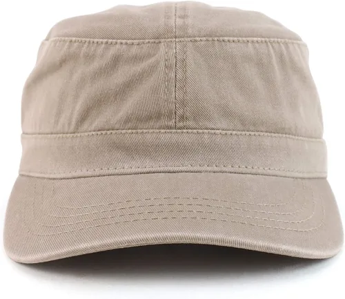 Vista 2 de Trendy Apparel Shop Gorra de béisbol ajustable con parte superior plana militar Caqui oscuro