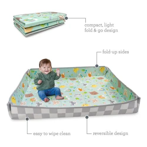 Vista 6 de Infantino Alfombra de Espuma Suave Plegable, Alfombra de Juego para Bebés para Tiempo de Barriga y Juego en el Piso, Liviana, Fácil de Almacenar