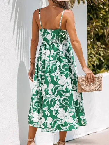 Vista 3 de CUPSHE Vestido formal tejido con cuello en V y estampado floral para mujer