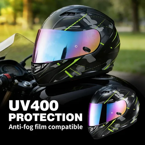 Vista 3 de VCOROS Casco de motocicleta, visera de repuesto para casco HJC HJ-09 CL-15 CL-17 CL-16 CL-SP AC-12 FS-10 CS-R1 IS-16 CS-R2 Shield Arcoíris