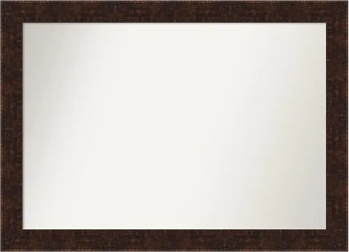 Vista 222 de Amanti Art Espejo de baño de bronce para sobre fregadero, 24 x 24 pulgadas, espejo de tocador cuadrado estrecho de bronce Manhattan, marco de madera