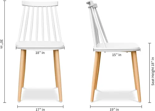 Vista 3 de Sillas de comedor de plástico de mediados de siglo de 18 pulgadas en blanco (juego de 4)