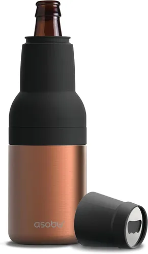 Vista 17 de Asobu Frosty Beer Holder, enfriador de latas y botellas de cerveza de acero inoxidable de doble pared con aislamiento al vacío y destapador