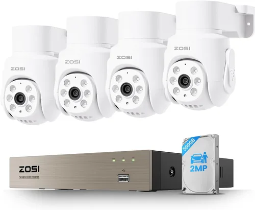 Vista 10 de ZOSI Paquete de 2 cámaras de seguridad HD 1080P de 2.0 MP, visión nocturna de 80 pies, cámaras domo CCTV para interiores y exteriores, para sistema