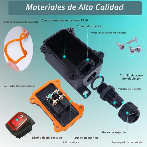 Vista 2 de Interruptor de línea de 12V IP67 impermeable, interruptor de palanca de encendido/apagado de 20A para exteriores, CC 12V-24V con botón basculante