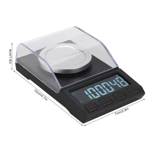 Vista 3 de Báscula digital de joyería, 3.53 oz/0.001 G LCD, mini báscula electrónica de joyería en quilates, equilibrio de laboratorio, oro, plata, diamante