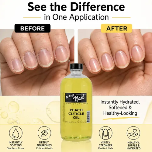 Vista 6 de PRONAIL - Aceite revitalizante de cutículas para uñas, melocotón, 16 onzas, fuerza profesional, pedicura y manicura, hidrata y fortalece uñas