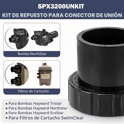 Vista 2 de SPX3200UNKIT - Kit de conexión de unión para Hayward Select, conexión de unión de bomba para Hayward Tristar, Northstar, bombas EcoStar, filtro