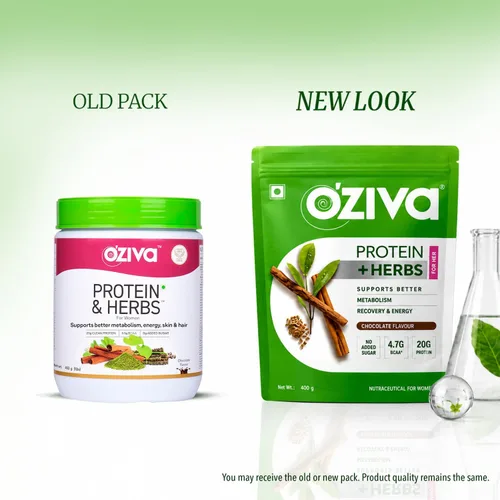 Vista 2 de OZiva Proteínas y hierbas, mujeres con multivitaminas, curcumina, shatavari, tulsi para mejorar el metabolismo, equilibrio hormonal y la piel, salud