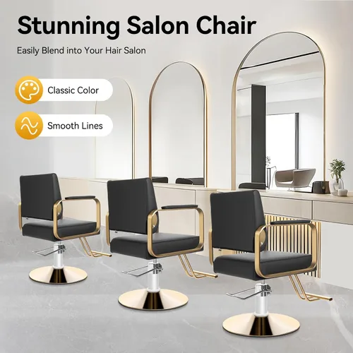 Vista 6 de Silla de peluquería, silla de peluquería ajustable para spa, silla de peluquería giratoria de 360°, silla de peluquería multifunción con reposapiés