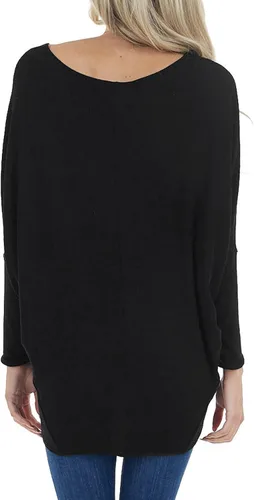 Vista 2 de MIHOLL Blusa de manga larga para mujer, estilo murciélago, casual, holgada, Dolman, blusa