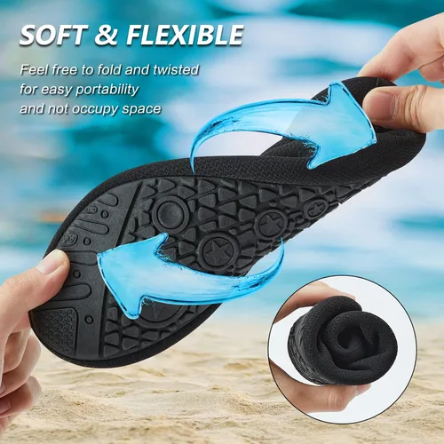 Vista 4 de Deevike Zapatos acuáticos para mujeres y hombres, estilo descalzo, de secado rápido, calcetines de agua sin cordones para playa, piscina, natación