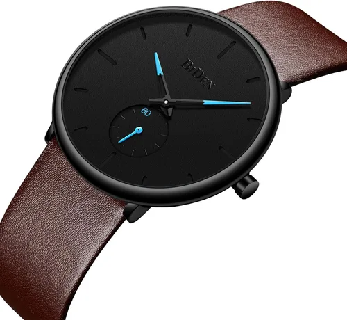 Vista 2 de Mens Watches Minimalist Ultra Thin Waterproof Fashion Dressy Wrist Watch for Men Business Casual Luxury Quartz Analog Watch