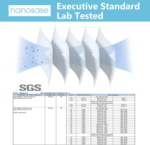 Vista 2 de Nanosase KN95 - Mascarillas para adultos, 5 capas, envueltas individualmente (10 máscaras negras para adultos)